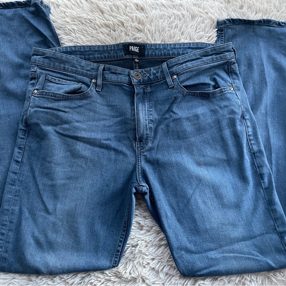 PAIGE Men's Straight Jeans in Denim Blue